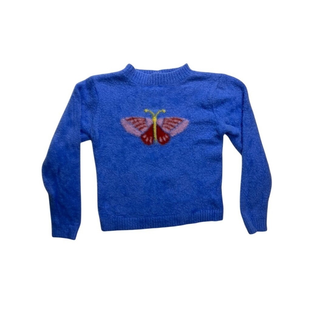 Finding Foxtale Sweater Kids 12 Blue Excellent Butterfly‎ Fuzzy Eyelash Knit